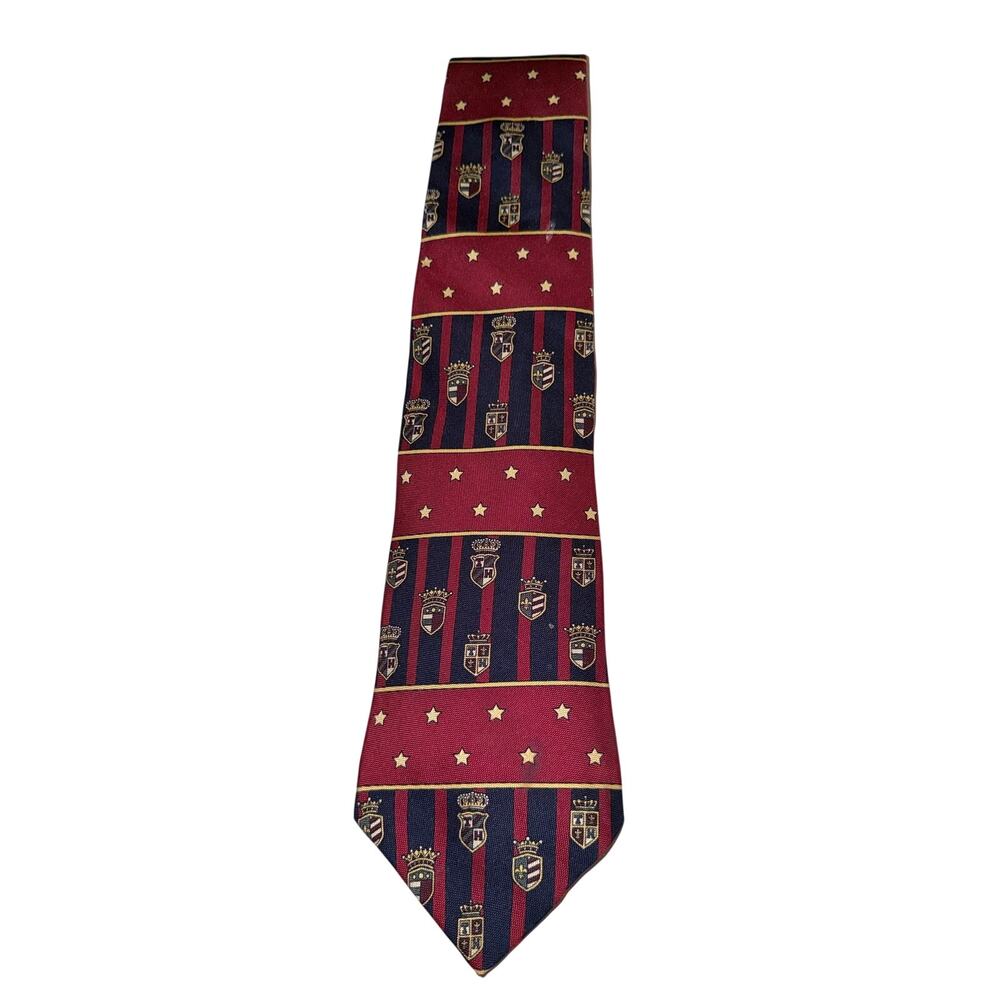 Vintage Tommy Hilfiger men’s neck tie crest 100% silk USA made preppy menswear